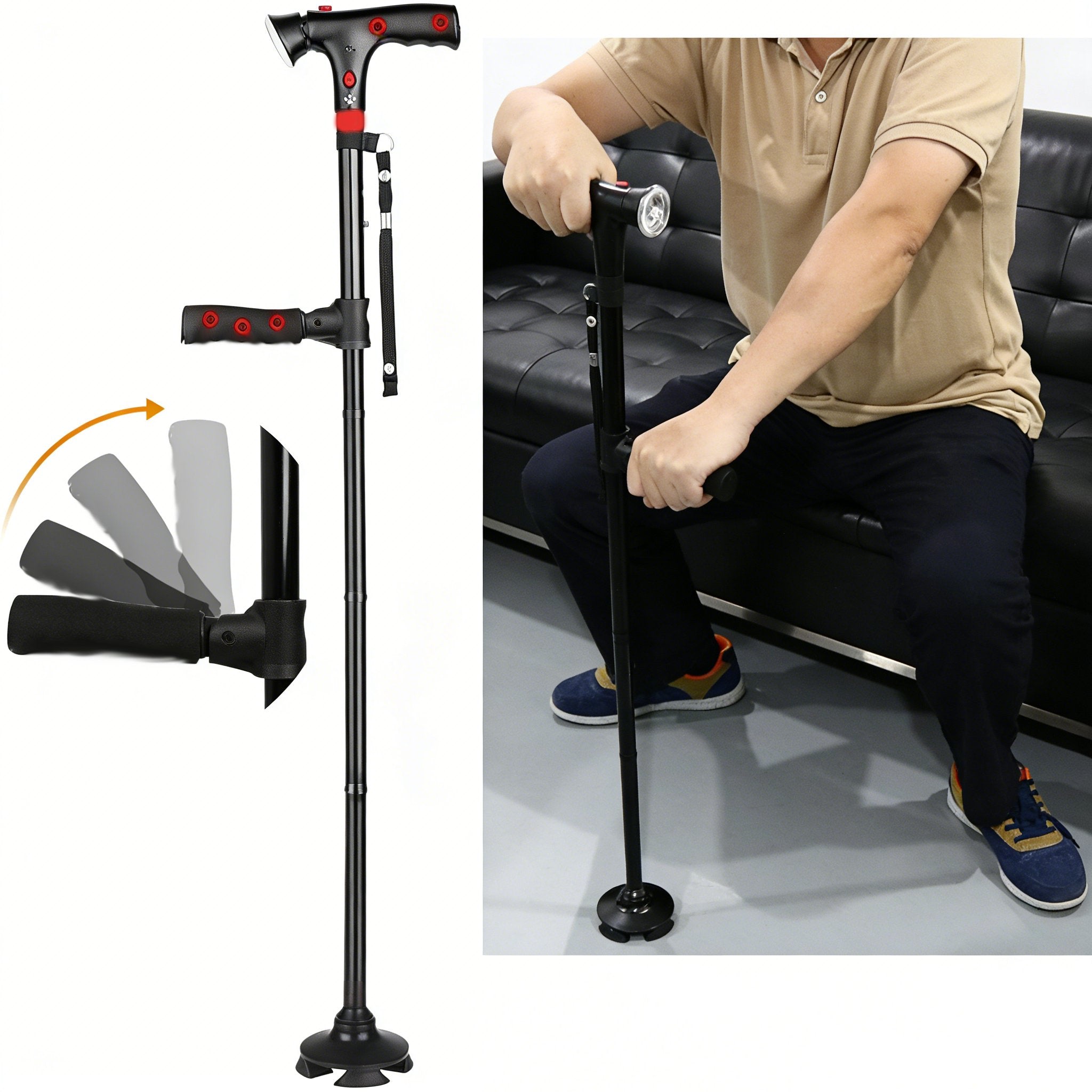 Adjustable smart folding cane with LED light 🦯💡