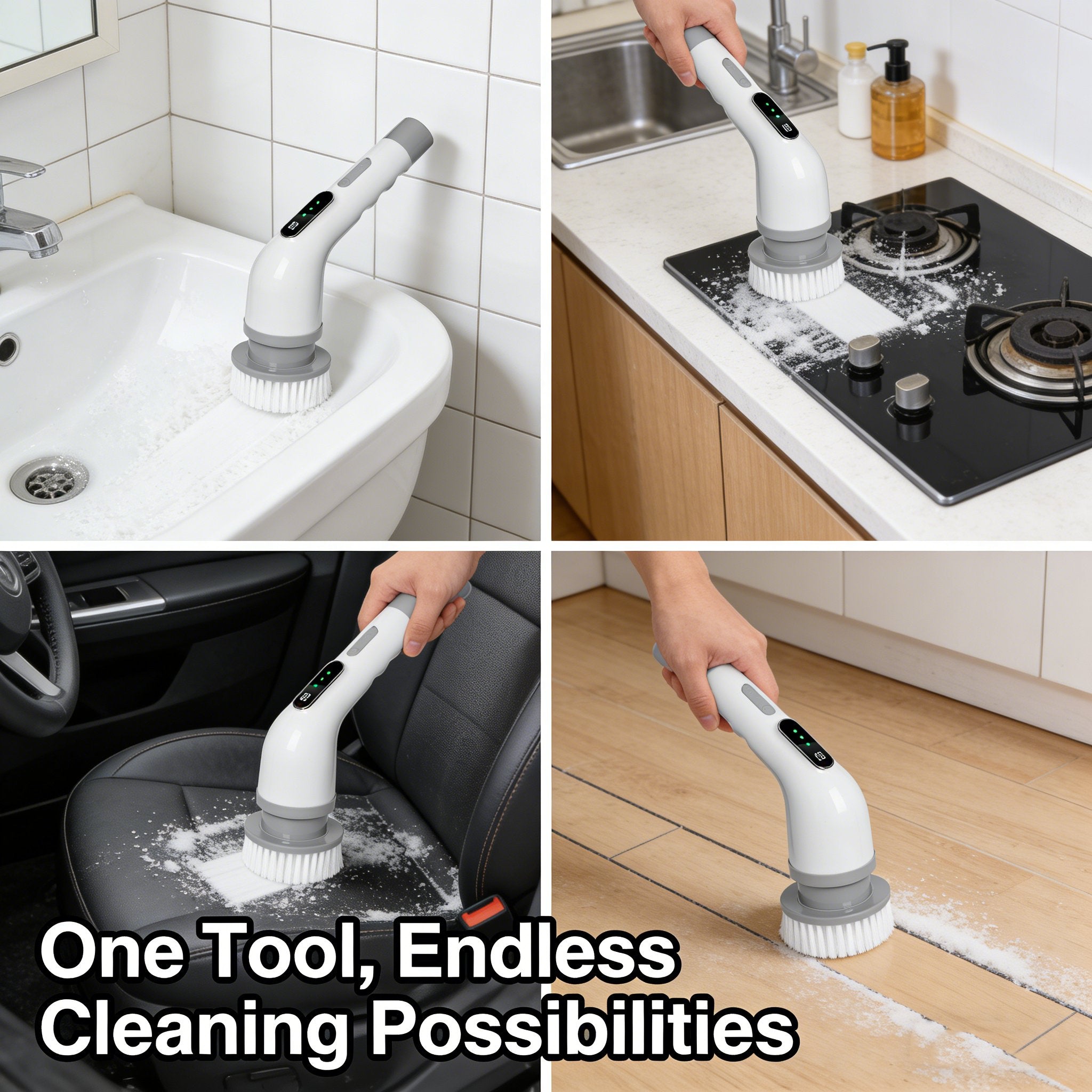 Electric Rotating Cleaning Brush-Cordless Power Scrubber with 9 Replaceable Brush Heads