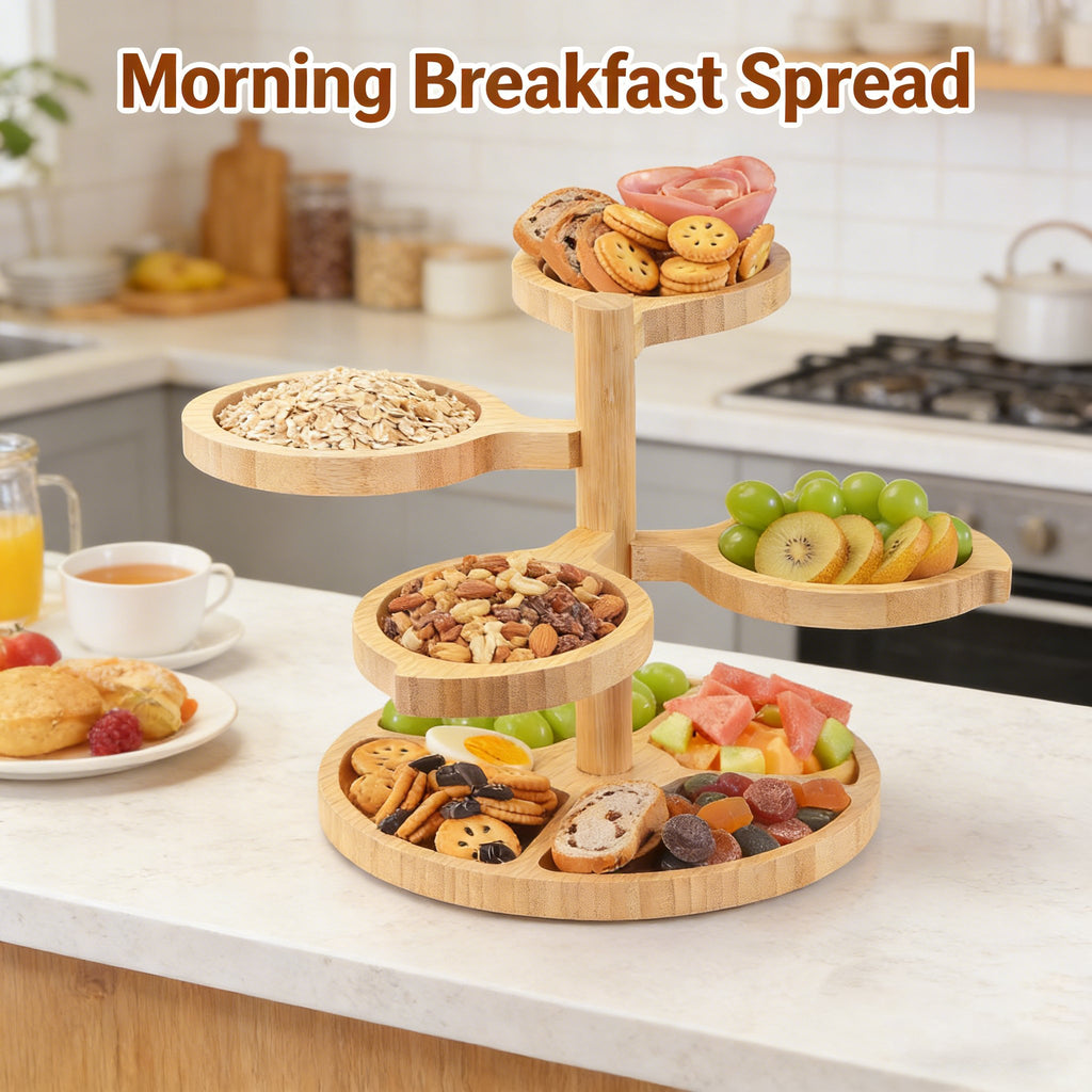 🌿 Bamboo Tiered Snack & Cheese Tray