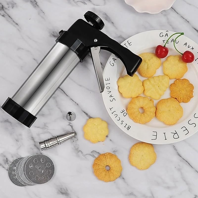 Stainless Steel Cookie Pres with 13 Discs & 8 Nozzles