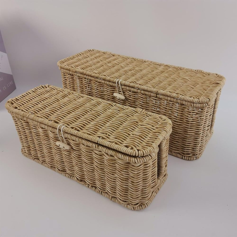 Handwoven Rattan Cable Management Box