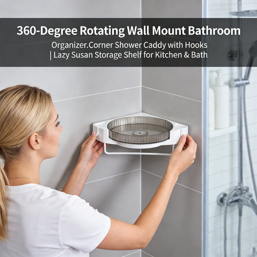 🚿 360-Degree Rotating Wall Mount Bathroom Organizer