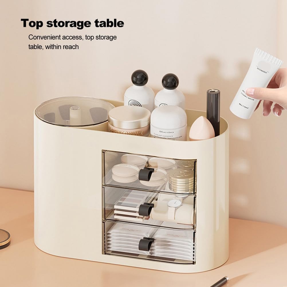 Makeup Organizer with Pop-Up Brush Holder