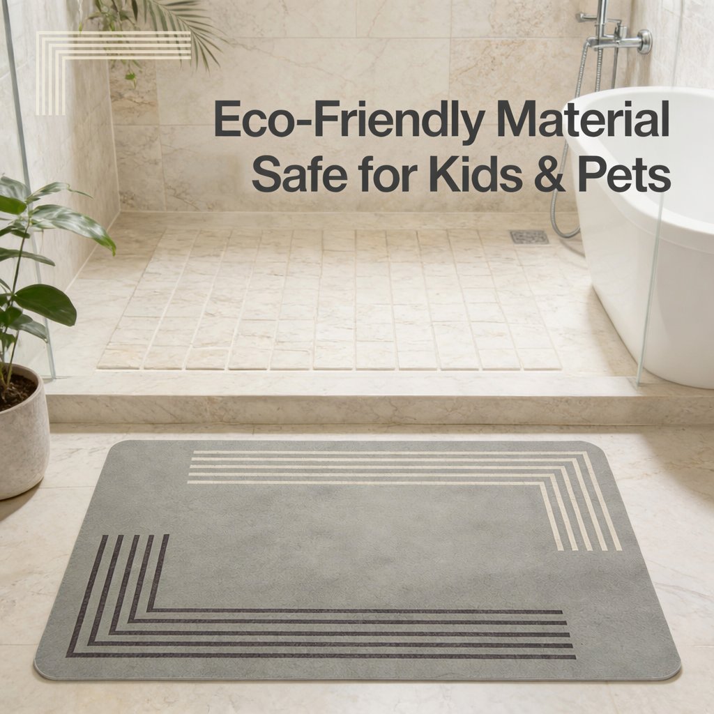Diatomaceous Earth Shower Mat, Super Absorbent Non Slip Bath Mats, Quick Dry Bath Rug Shower Mat, Shower Rug for in Front of Bathtub Shower, Easy Care