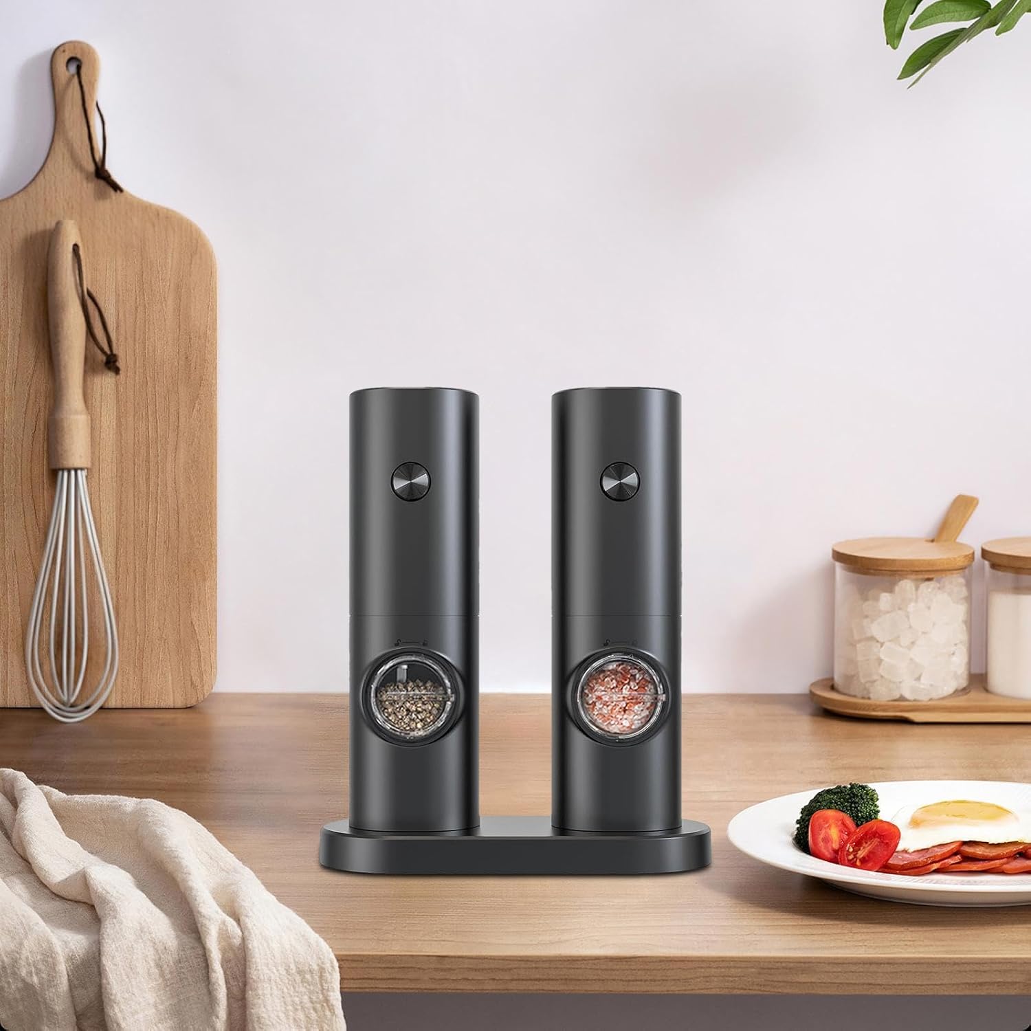 One-Touch Seasoning Masters: Electric Salt and Pepper Mill Set