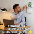 Wall Socket Extender with Shelf & USB Ports – Organize & Power Up Your Space 🌟