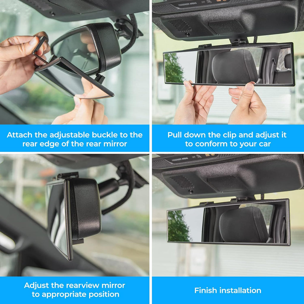 Universal 11.81 Inch Panoramic Rearview Mirror—effectively reduce the blind spots of cars SUVs trucks