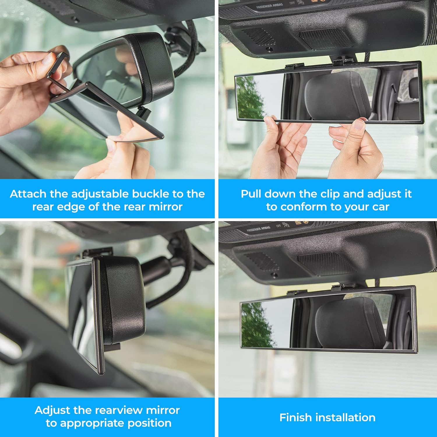 Universal 11.81 Inch Panoramic Rearview Mirror—effectively reduce the blind spots of cars SUVs trucks