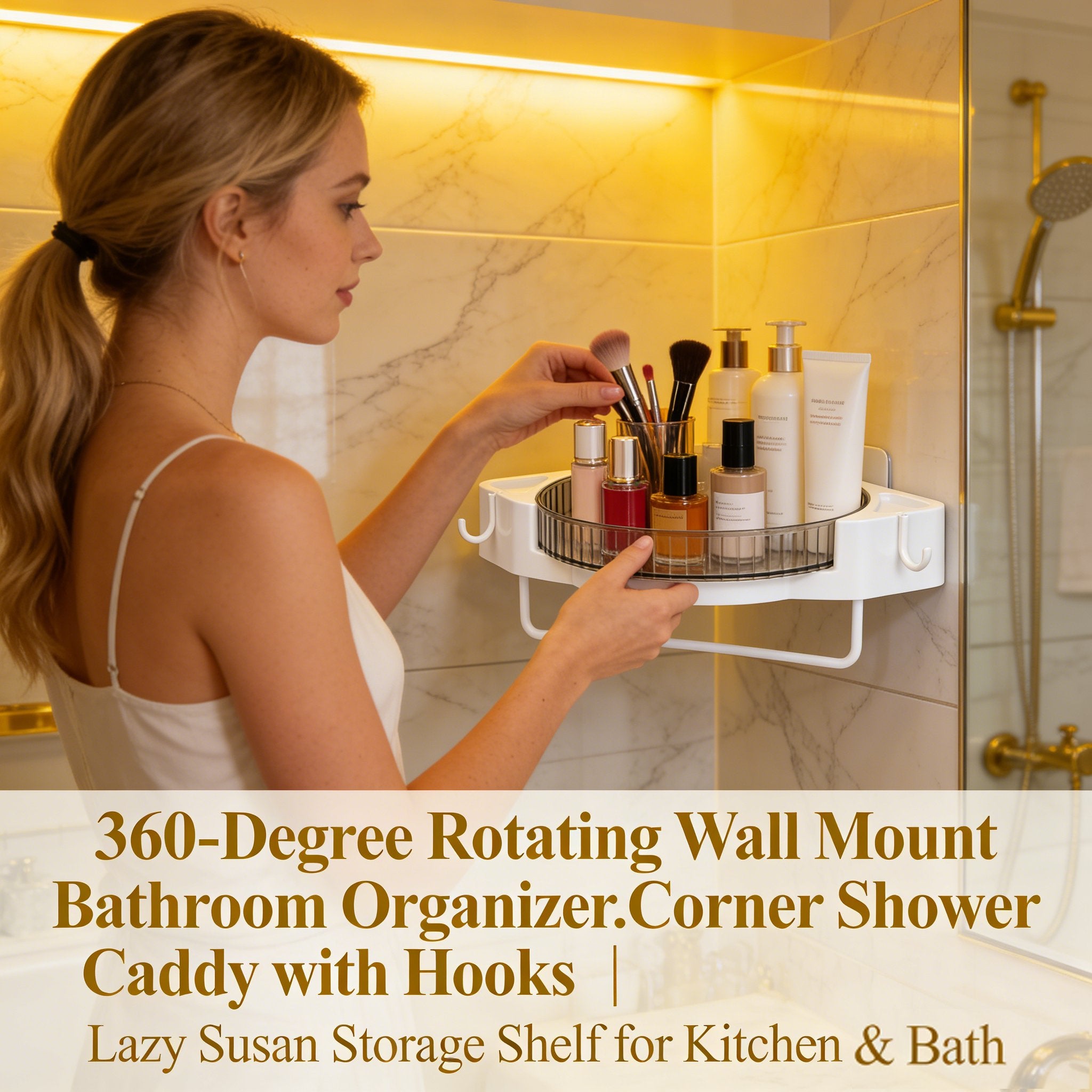 🚿 360-Degree Rotating Wall Mount Bathroom Organizer