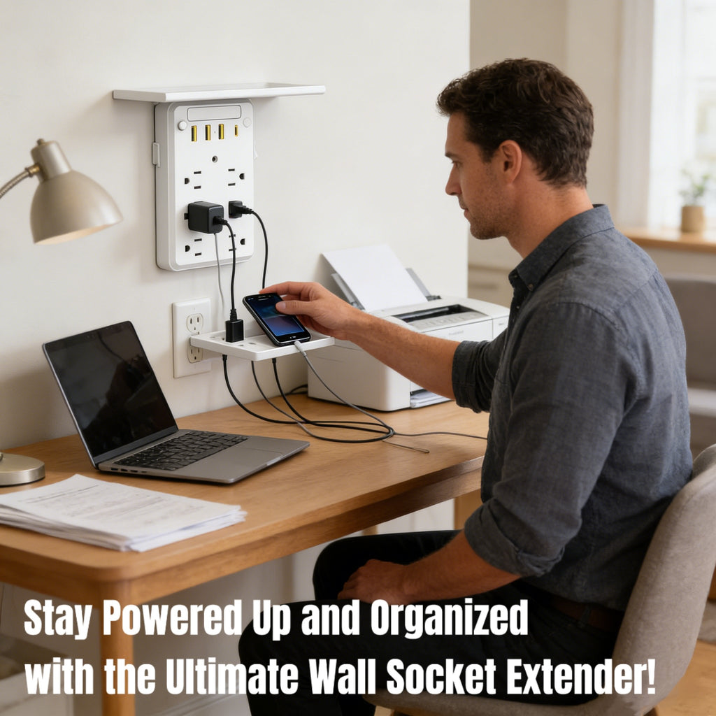 Wall Socket Extender with Shelf & USB Ports – Organize & Power Up Your Space 🌟