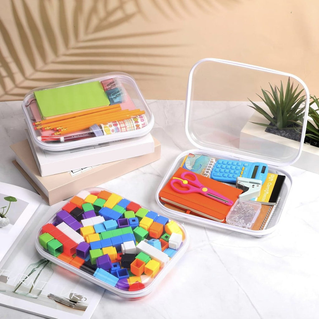 3-Pack Transparent Hard Zipper Storage Bags – Keep Your Essentials Organized, Wherever You Go! ✨