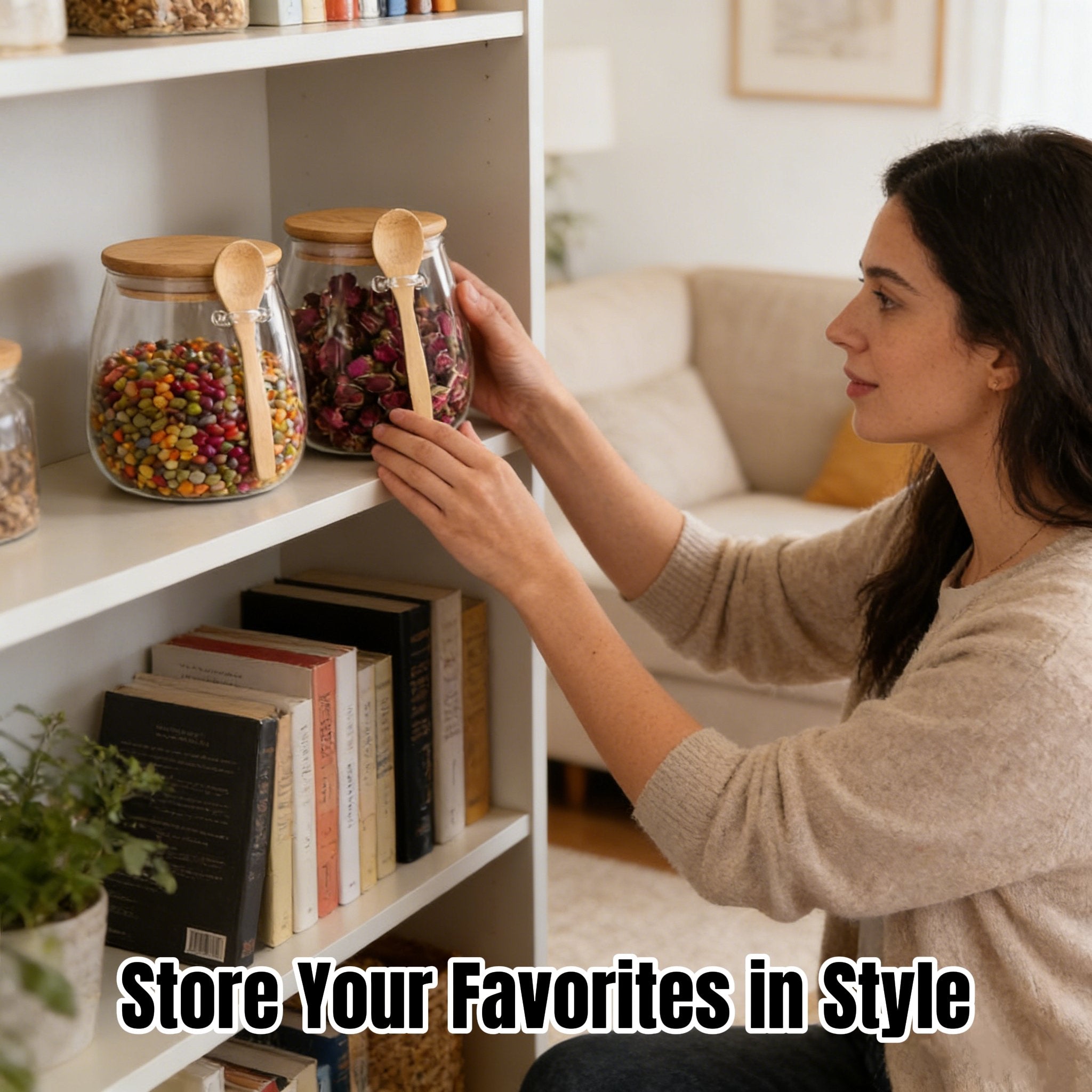 Premium Glass Food Storage Jar with Airtight Lid & Spoon – Perfect for Sugar, Tea, Spices & More 🍯