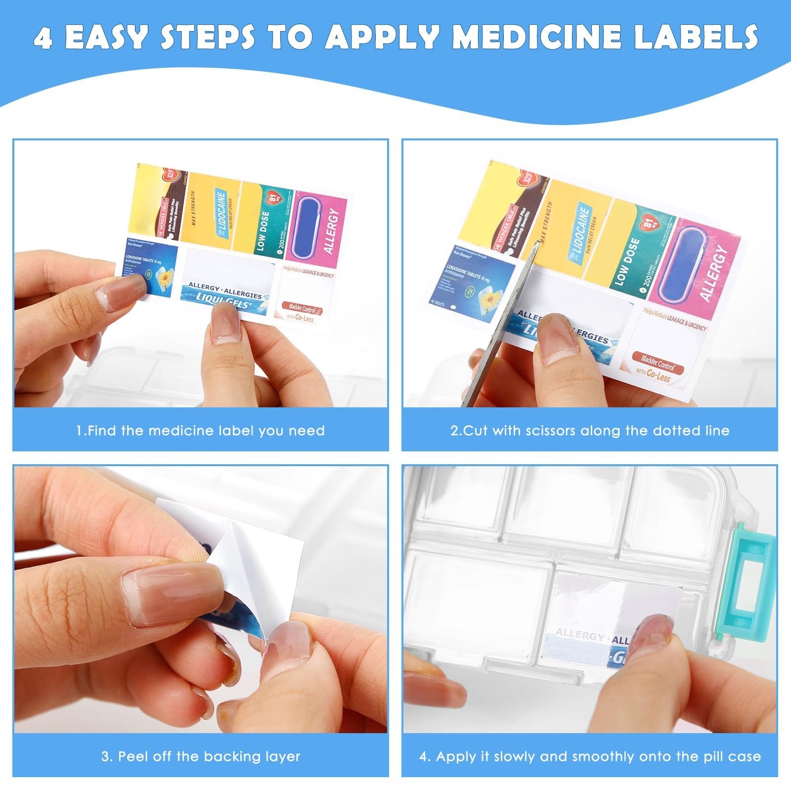 147 Pcs Medicine Labels, DIY Mini Pill Case Labels