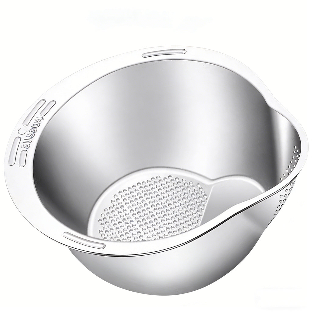 🍚 Stainless Steel Rice Washer & Strainer Bowl