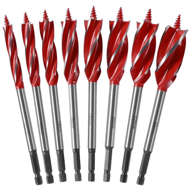 8-piece wooden drill bit set, high carbon steel 4-side cutting drill bit set