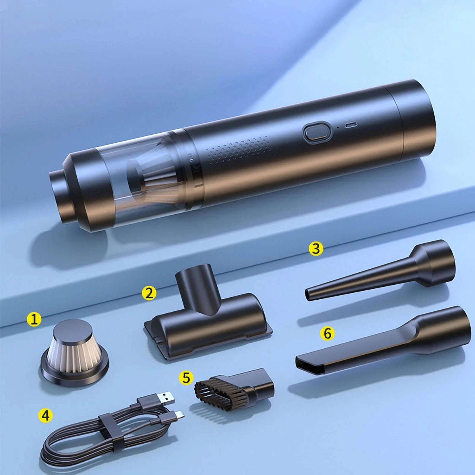 4-in-1 Multi-Function Car Vacuum Cleaner, Portable Air Pump, Wireless Vacuum & Mini Blower