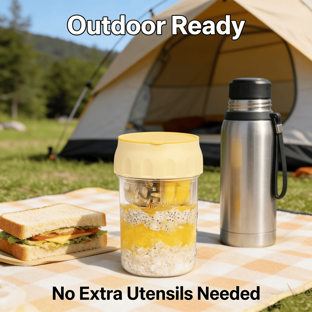 Overnight Oats Containers with Lids & Folding Spoons🥣🥄