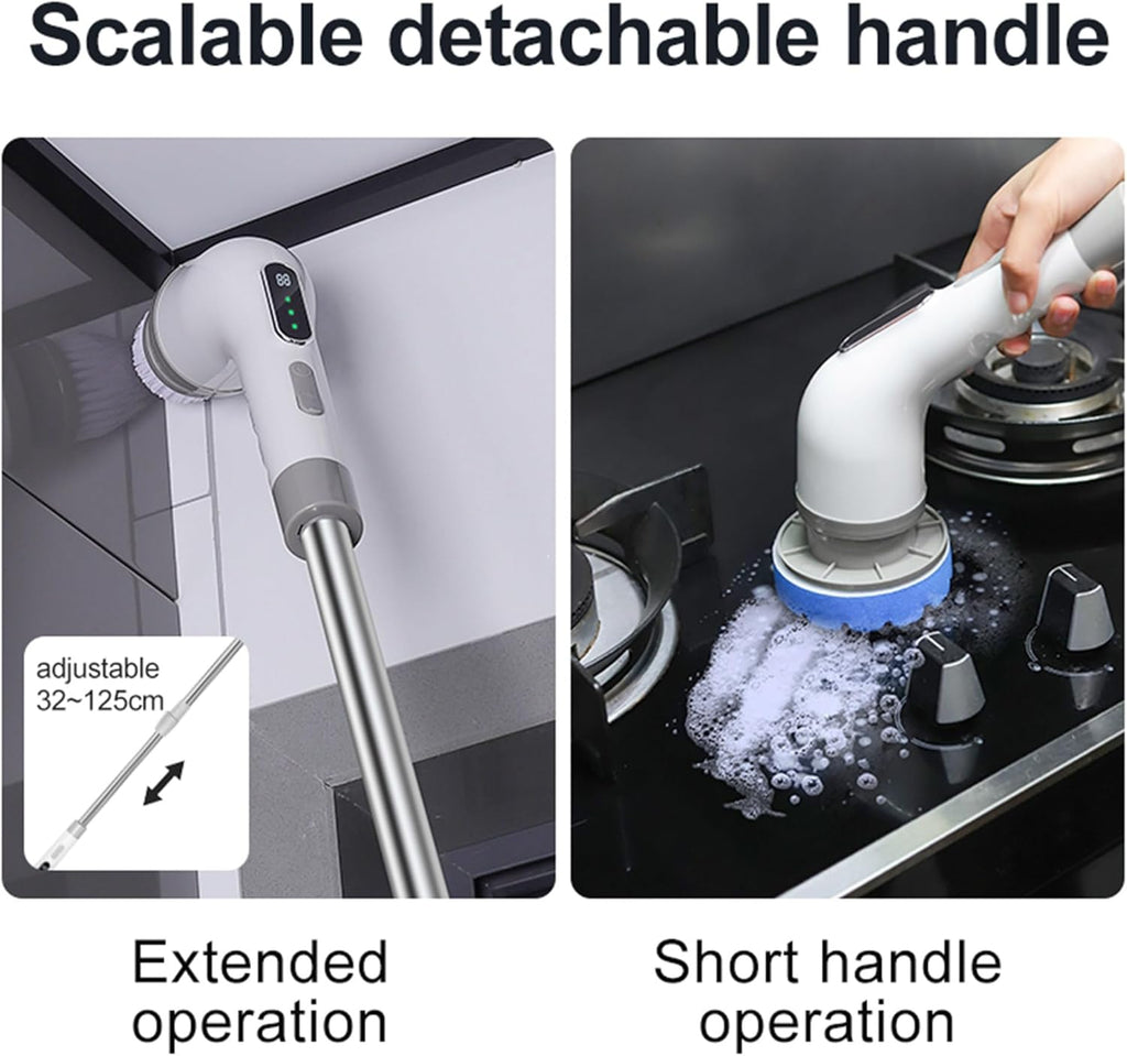 Electric Rotating Cleaning Brush-Cordless Power Scrubber with 9 Replaceable Brush Heads