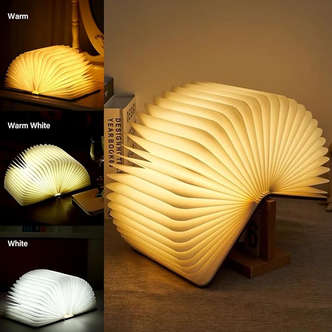 💡📚LOVUMMOR LED Foldable Wooden Book Lamp