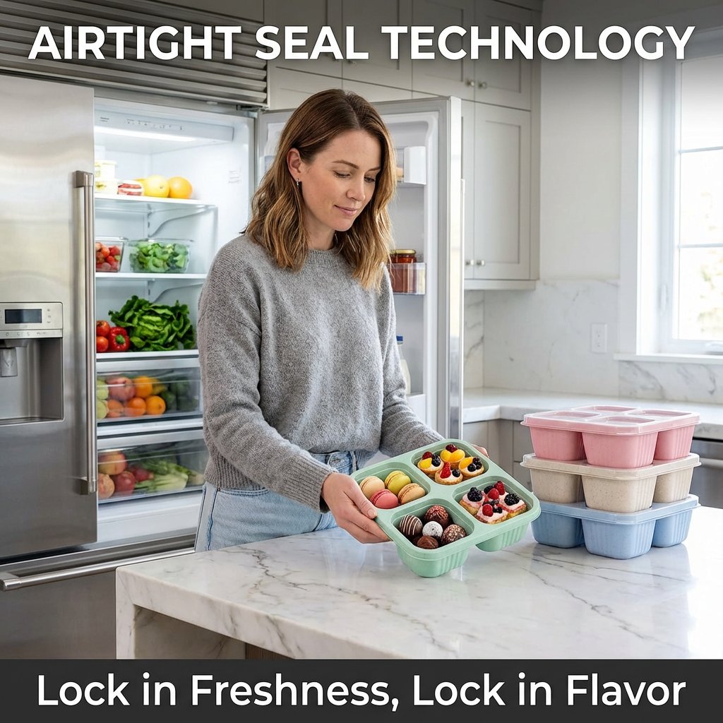 BENTO LUNCH BOX 4-COMPARTMENT MEAL PREP CONTAINER