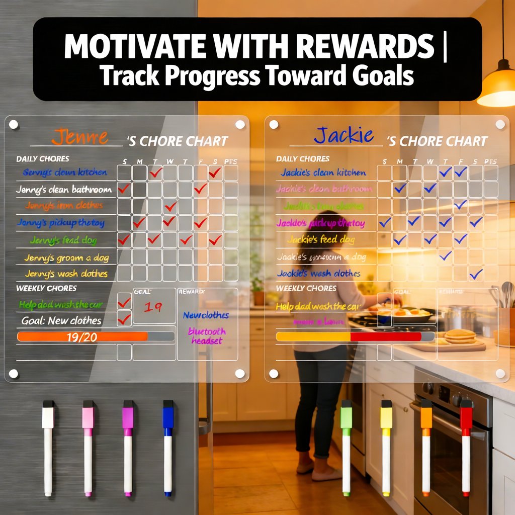 🧲 Acrylic Magnetic Dry Erase Board for Refrigerator (15 x 11 in)