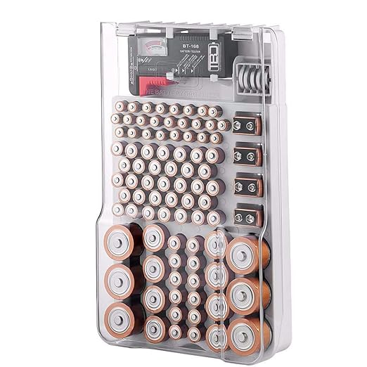 Comprehensive Battery Organizer with Built-In Tester