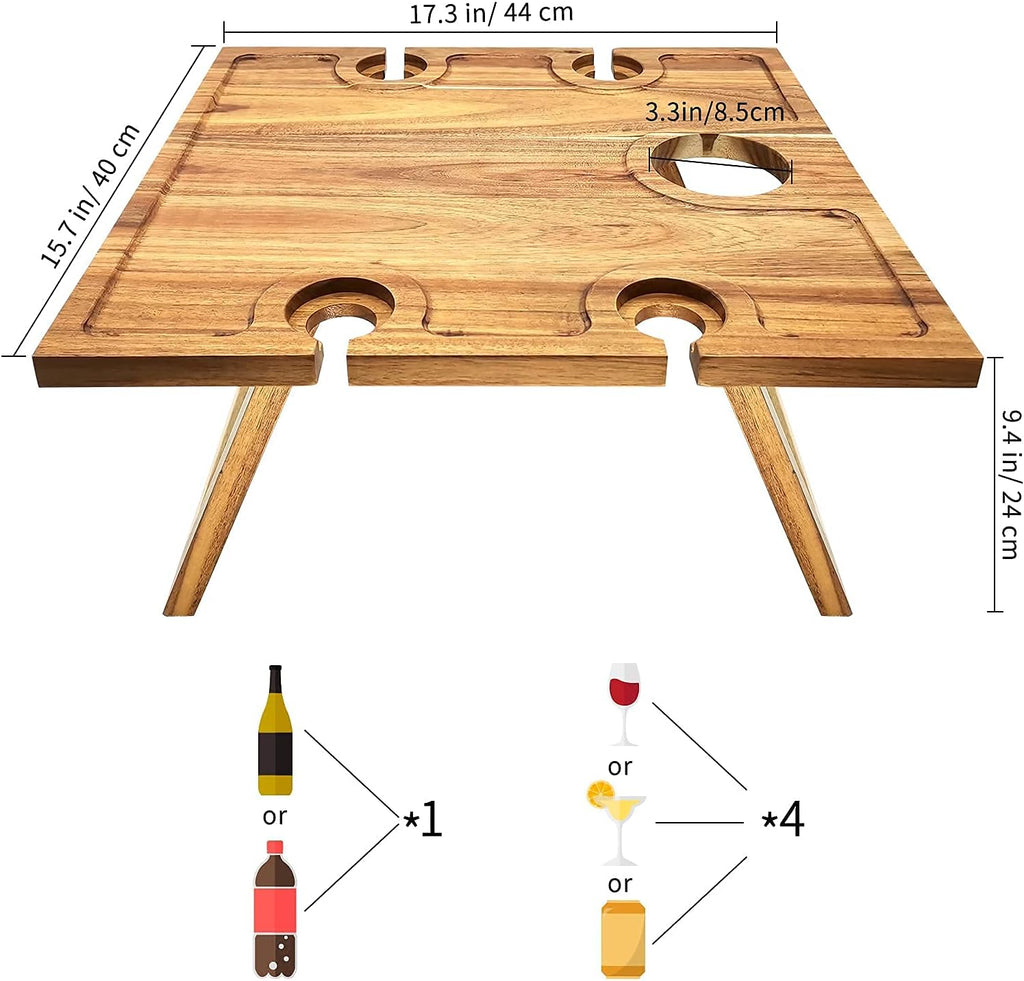 Deluxe Portable Picnic Wine Table