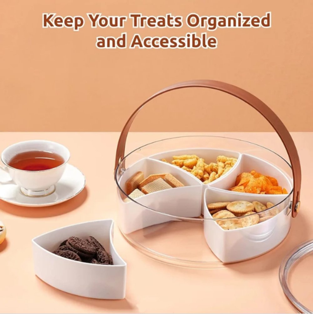 🍽️ Portable Divided Snack Tray with Lid & Handle