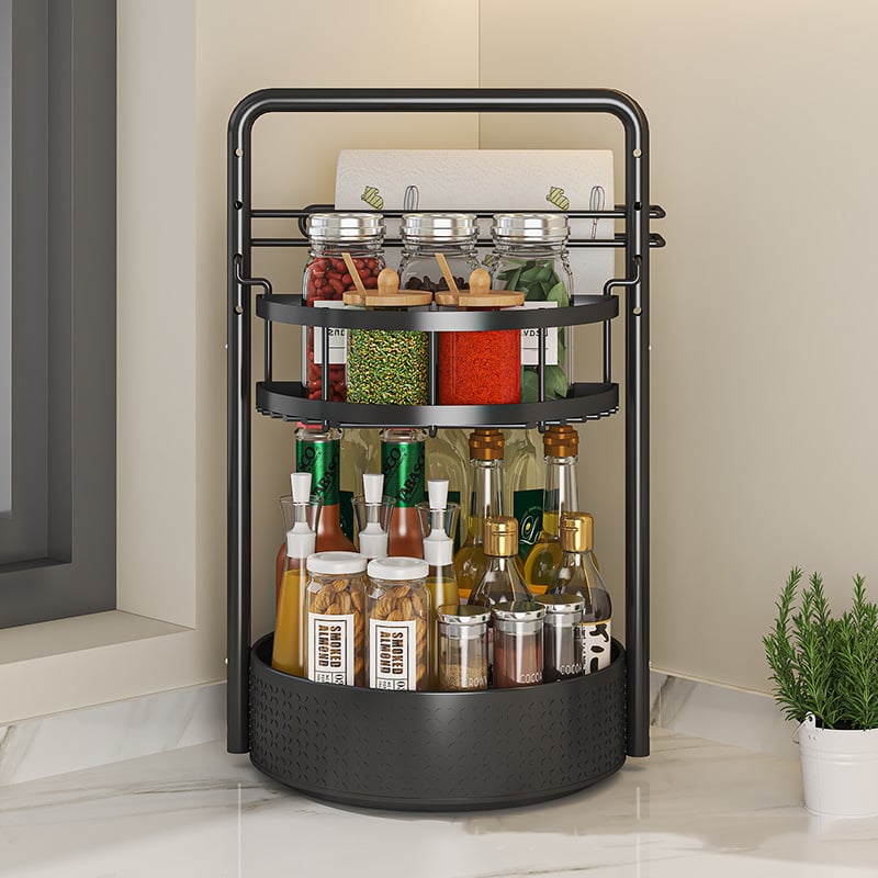 Rotating Spice Rack with Paper Towel Holder🧂🍳