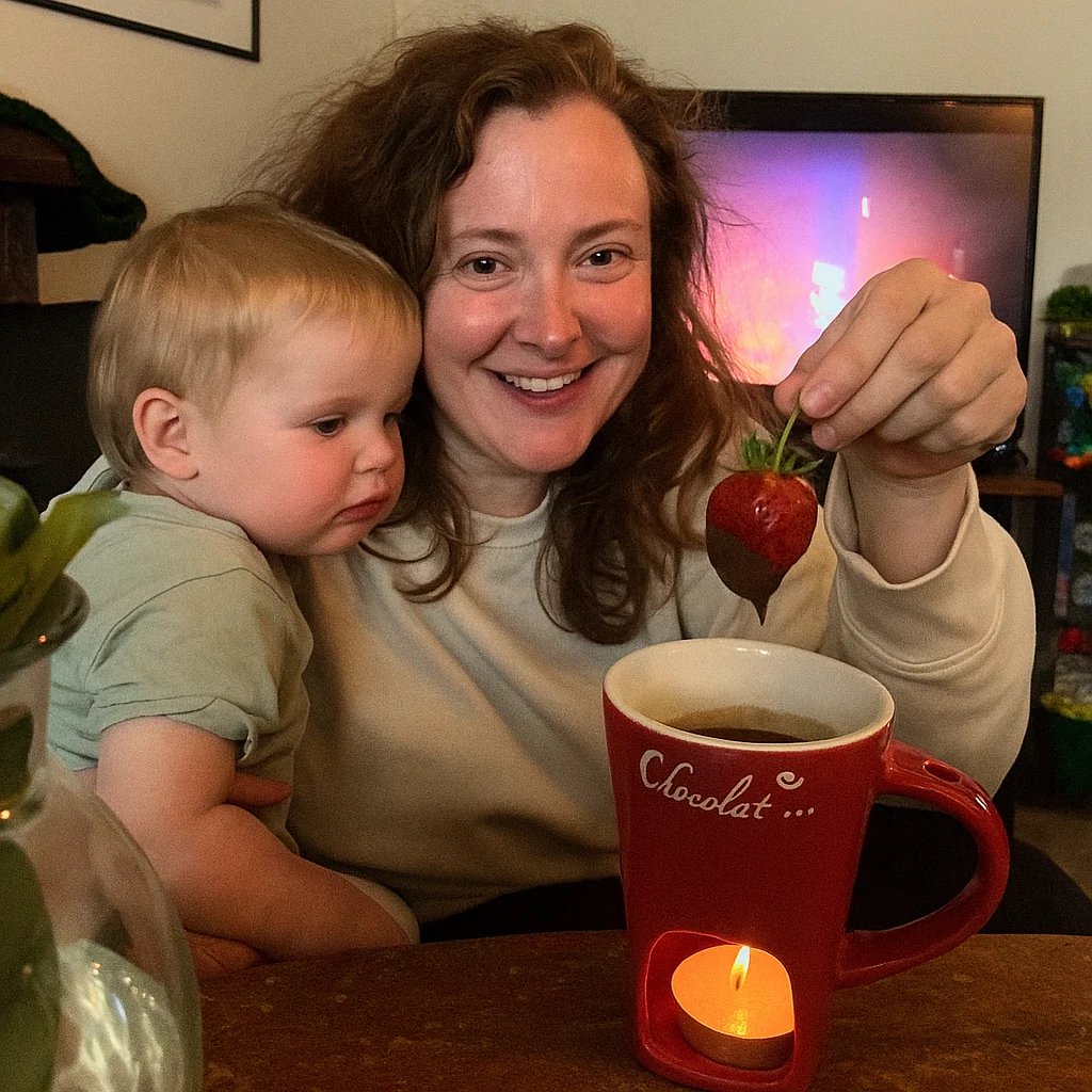 Ceramic Fondue Set – Chocolate, Cheese & Butter Melting Pot with Fork and Tealight Candle