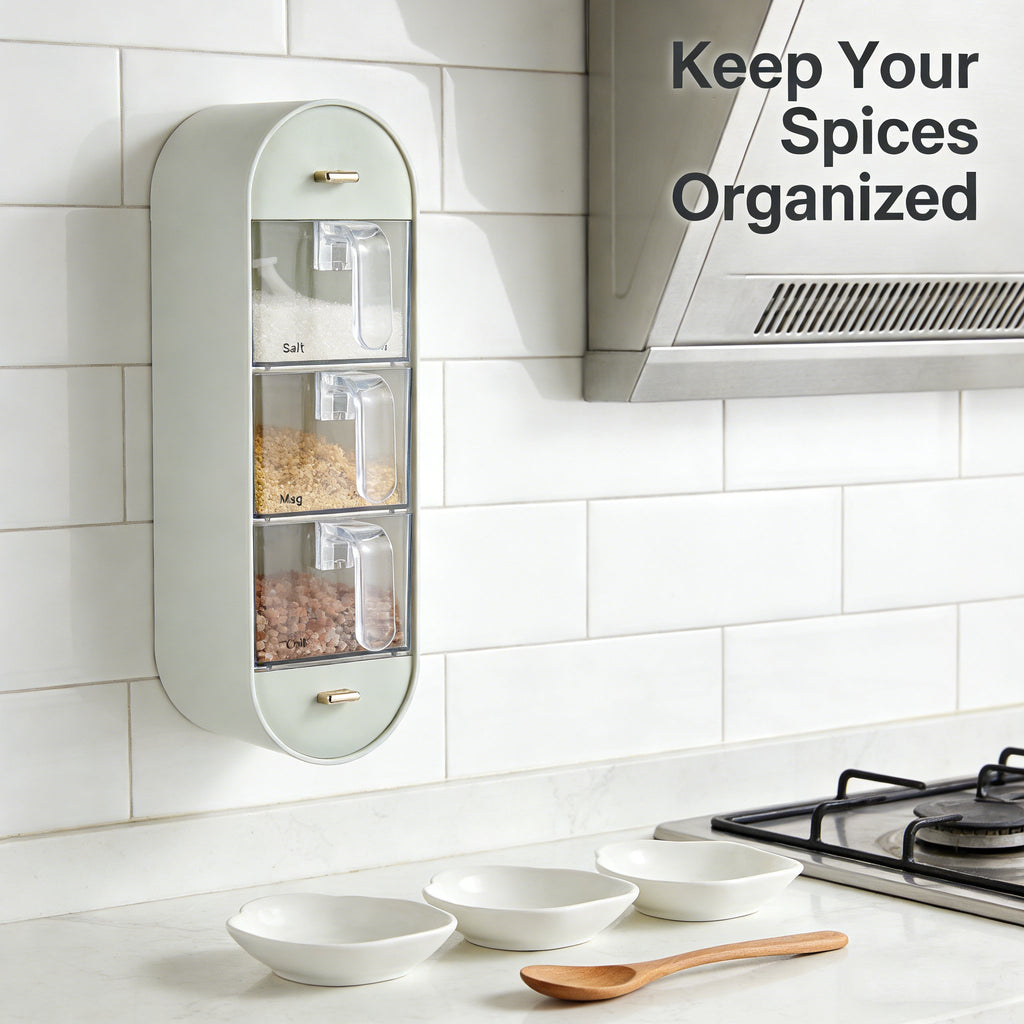 🧂Punch-free wall-mounted spice storage box