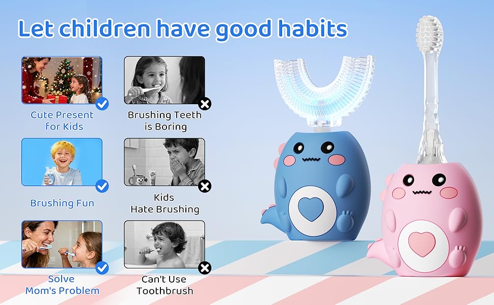 🦖 Kids U-Shaped Electric Toothbrush