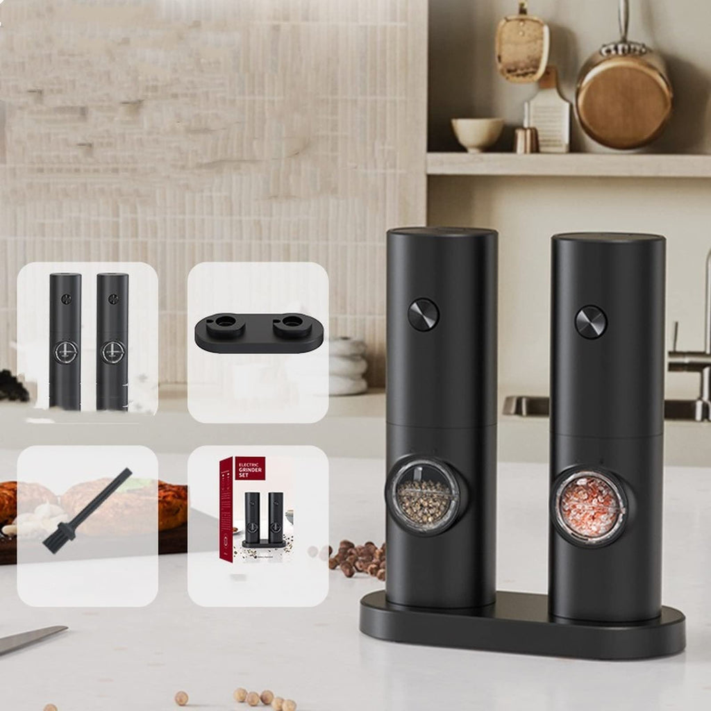 One-Touch Seasoning Masters: Electric Salt and Pepper Mill Set