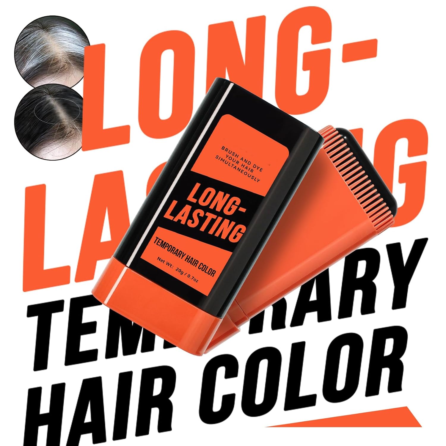 Instant Root Cover Up Stick - Waterproof Quick Touch-Up for Hair & Beard, Easy Washout Concealer