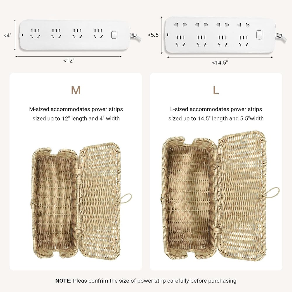 Handwoven Rattan Cable Management Box