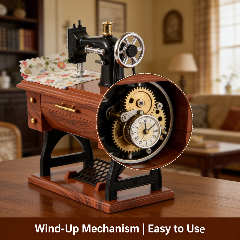 Mini Sewing Machine Clockwork Music Box🧵✨