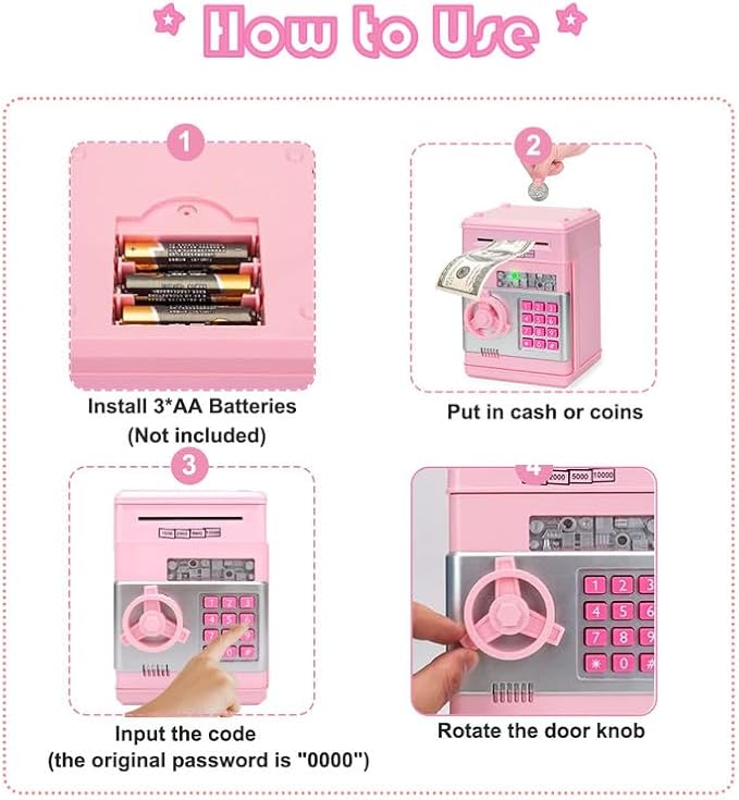 ATM Piggy Bank for Kids – Interactive Financial Learning Toy with Password & Bill Rolling Feature