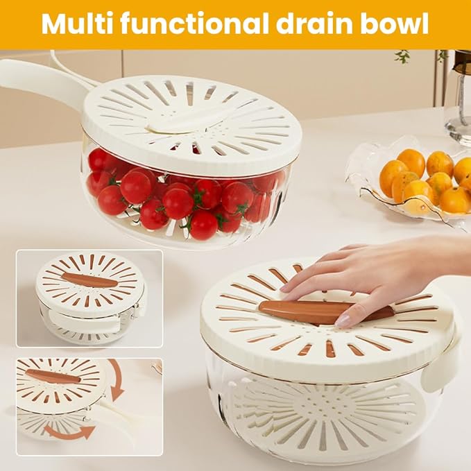 2024 New 2-in-1 Drainer and Strainer | Multi-Function Basket with Lid & Collapsible Handle