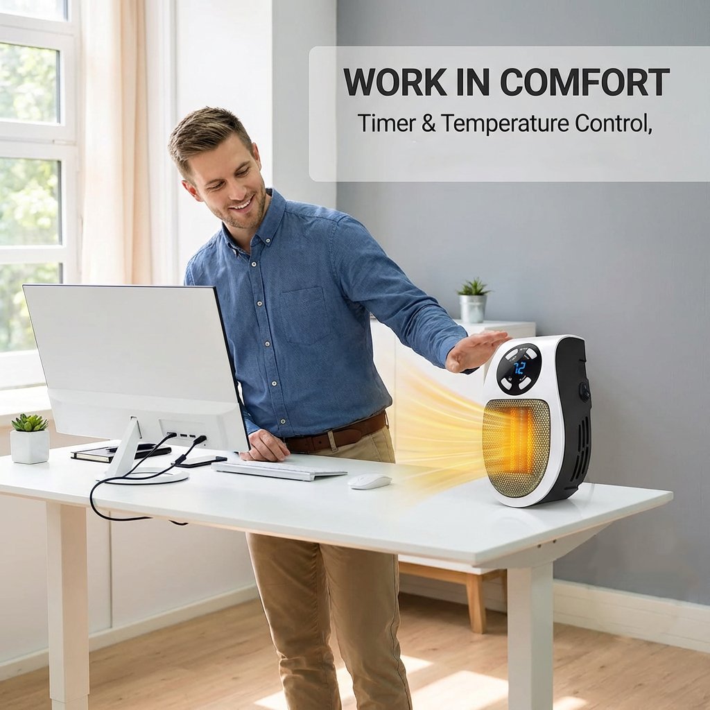 🔥 Smart Plug-In Wall Space Heater – Compact, Safe & Energy-Saving Comfort