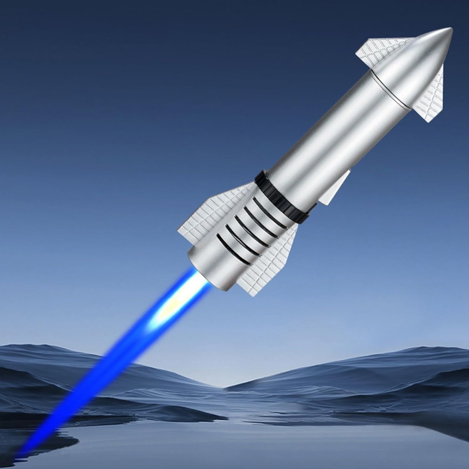 Galactic Blaze: Rocket-Themed Refillable Jet Flame Lighter