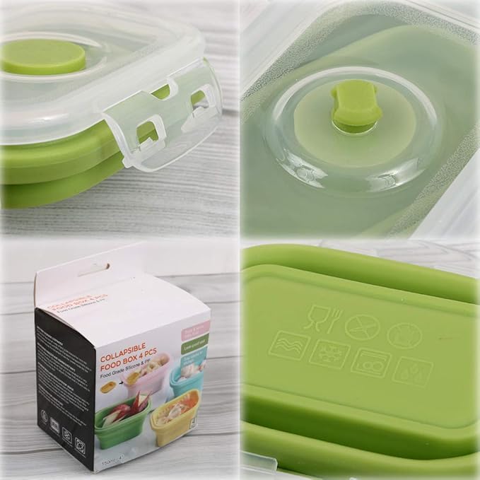 Collapsible Silicone Food Storage Containers (Set of 4)