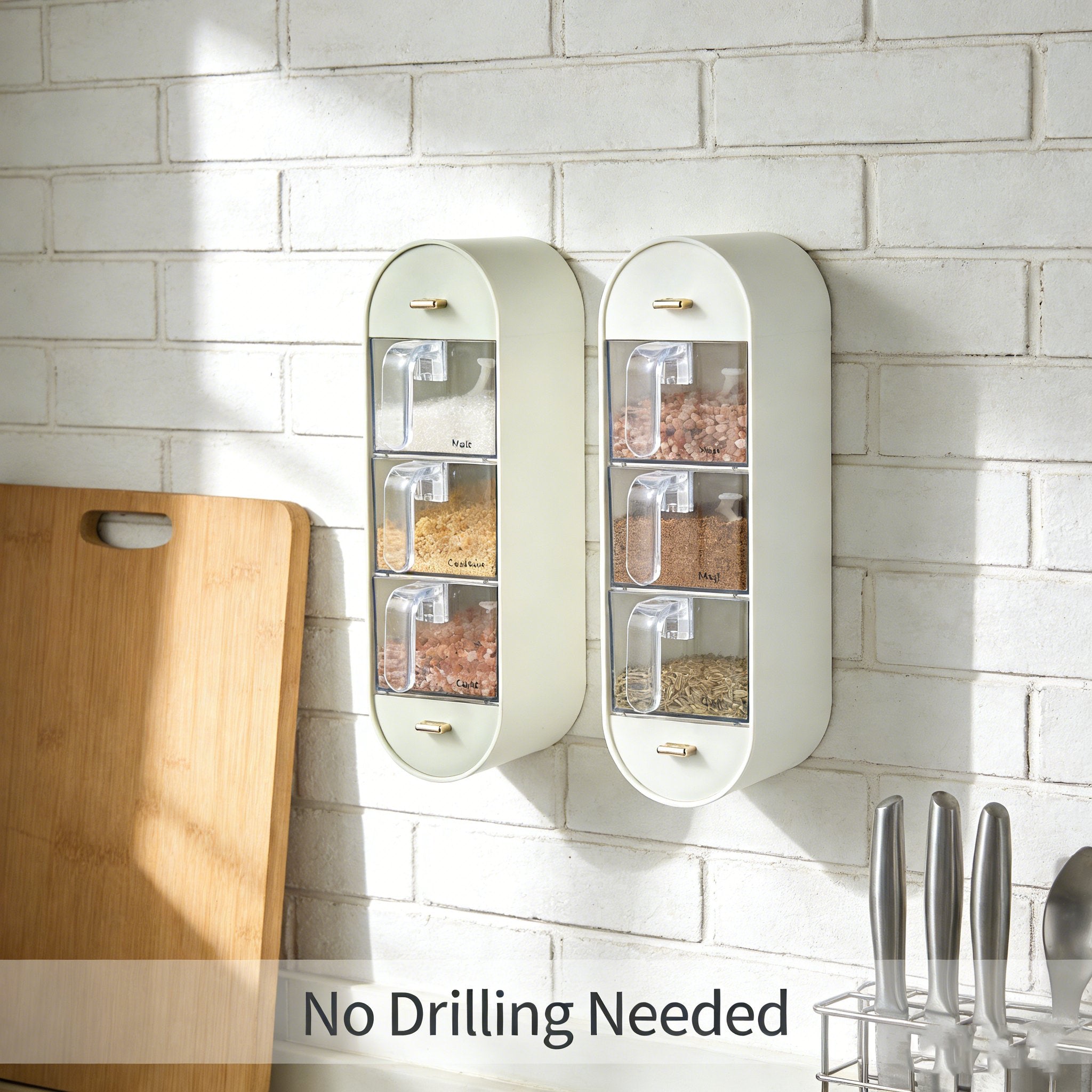 🧂Punch-free wall-mounted spice storage box