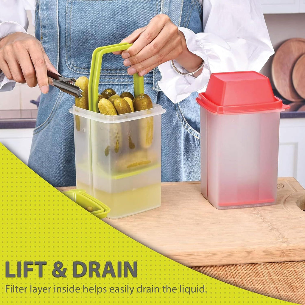 🥒 Pickle Storage Containers with Lift-Up Strainer