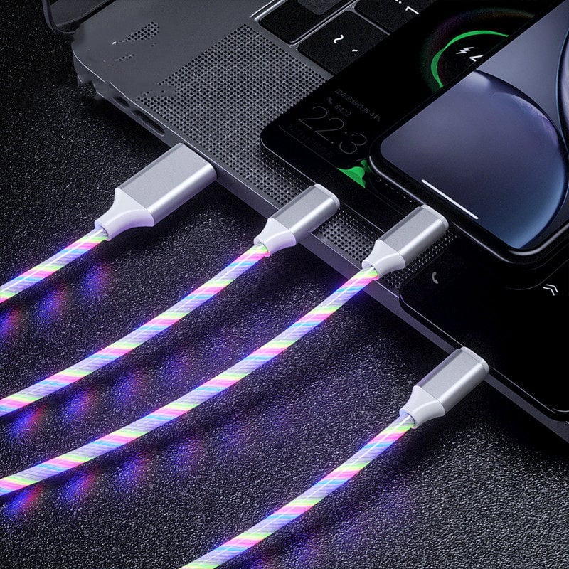 3 in 1 LED Flowing Charging Cable - Fast, Durable & Stylish!