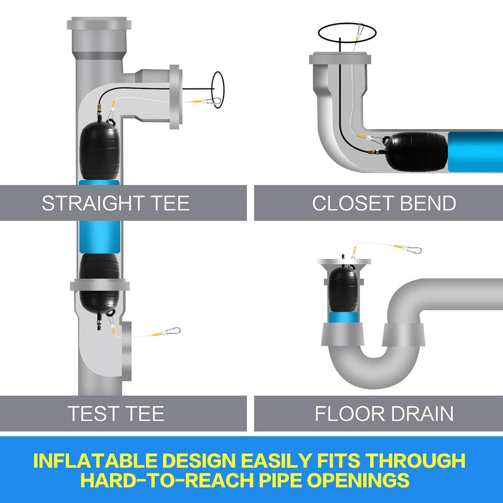 Rubber Test Ball Plug, 4"/8"-Free Gift pressure valve and inflation line