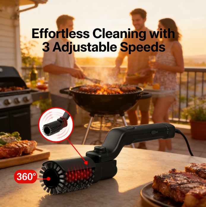 🍖✨Electric Three-Speed BBQ Brush – Effortless Cleaning for Your Grill