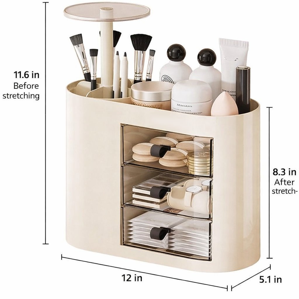 Makeup Organizer with Pop-Up Brush Holder