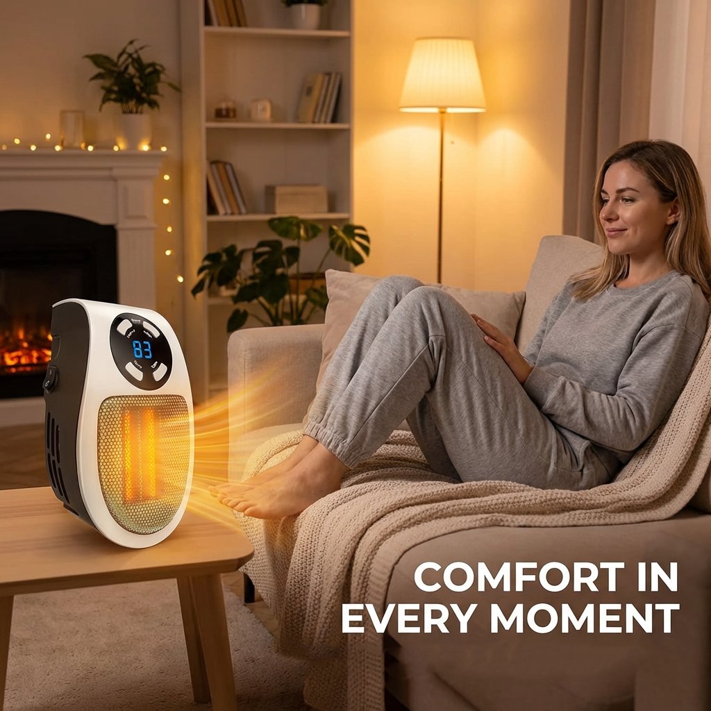 🔥 Smart Plug-In Wall Space Heater – Compact, Safe & Energy-Saving Comfort