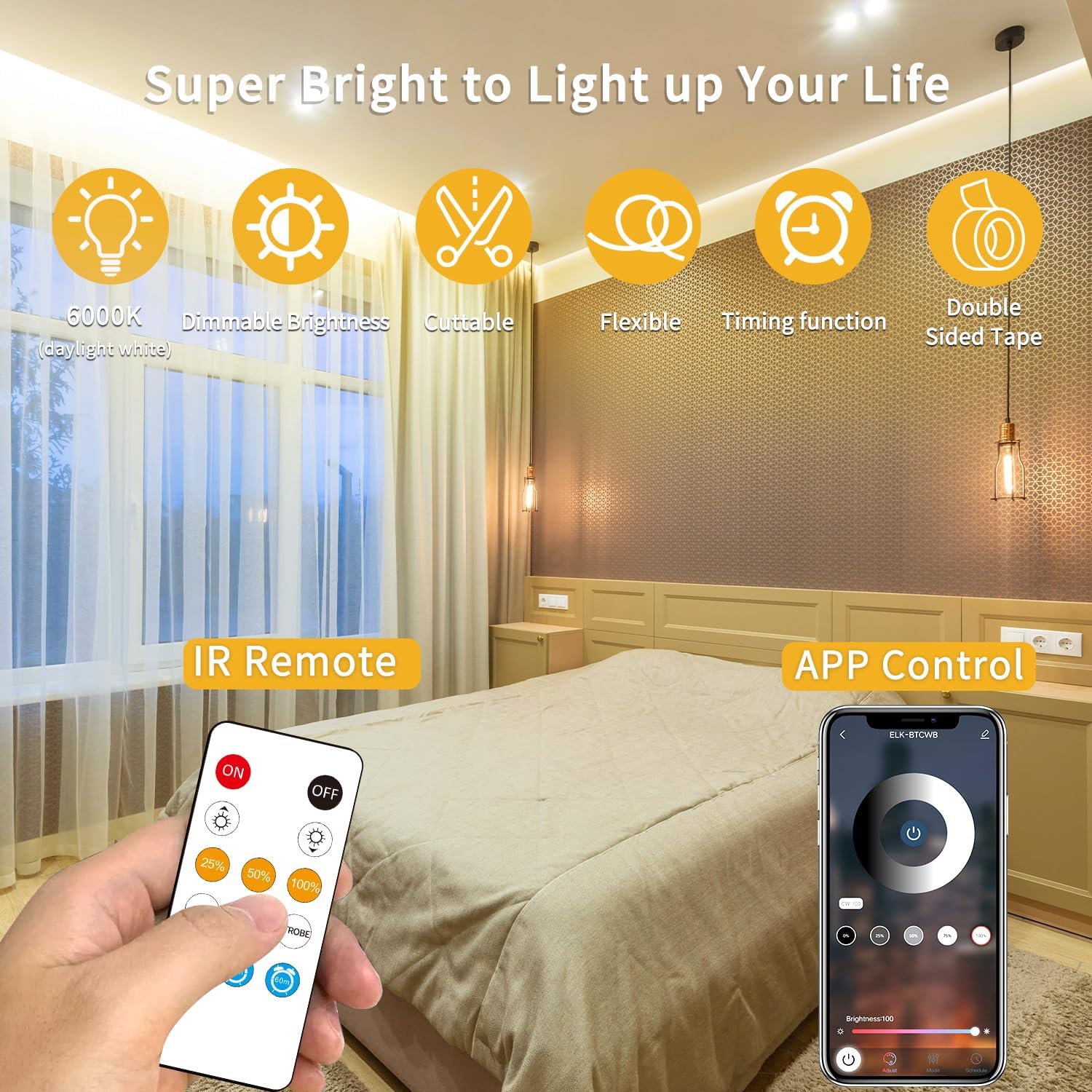 LED Strip Lights Dimmable - with Remote & App Control LED Strip Lights