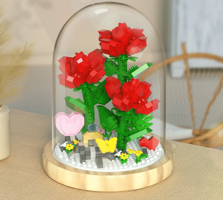 Flower Bouquet Building Kit, Forever Flower Decorated Flower with Dust Cover